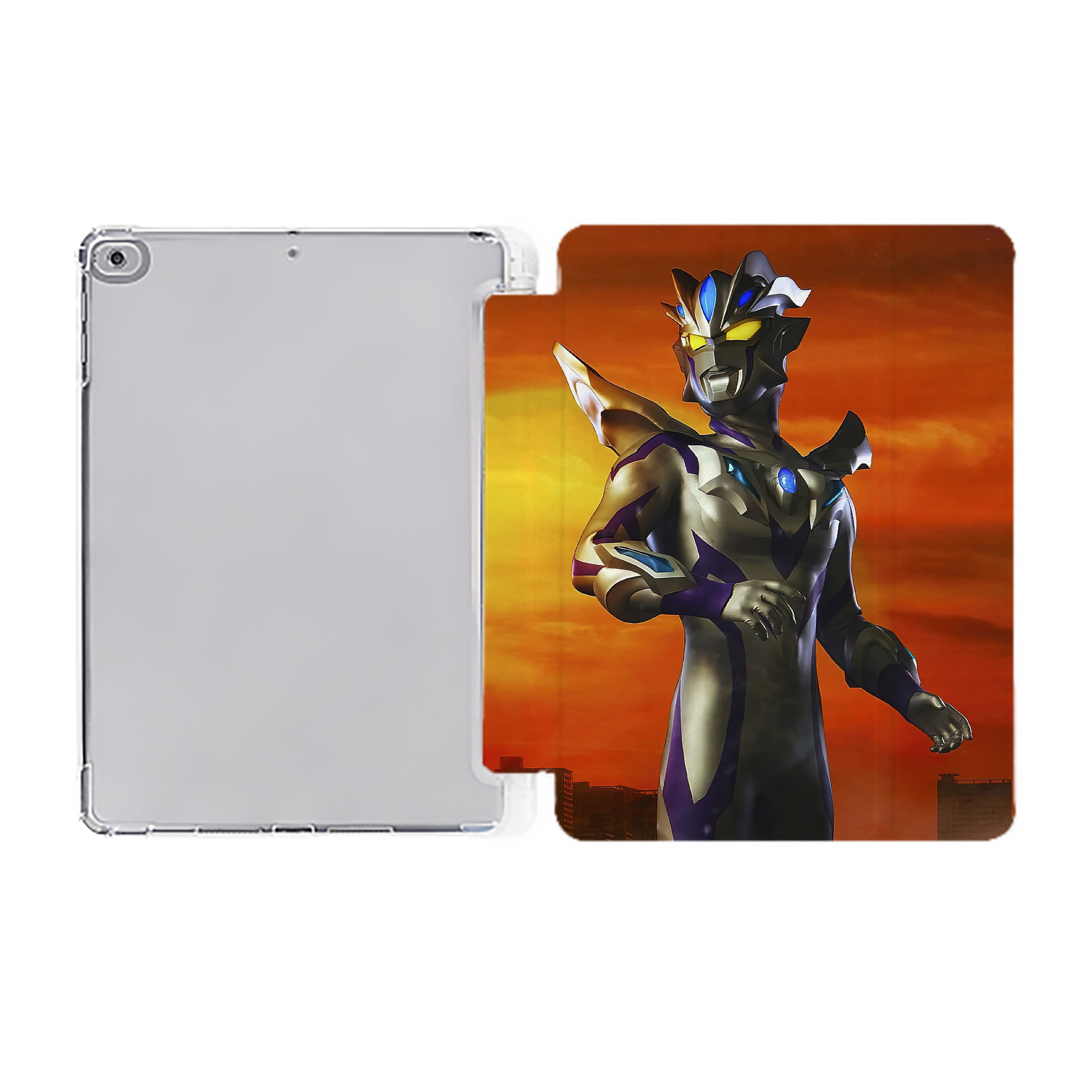 （画像用） ウルトラマン Ultraman IPad ケース ペン収納付き 三つ折りスタンド PUレザー×シリコン 対応機種9.5/10.5/10.9インチ